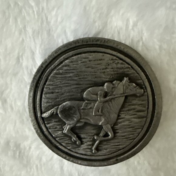 Vintage  Round Horse and Rider Belt Buckle 2.5in HTF - Picture 7 of 8